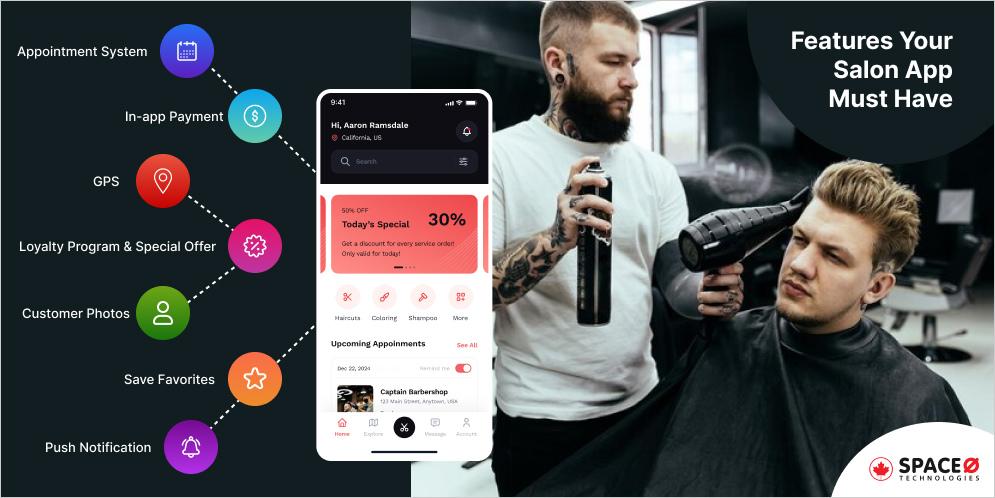 features of salon app