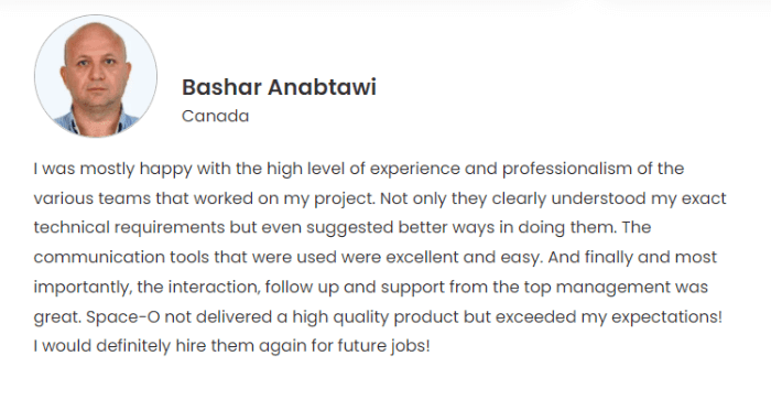 Bashar Aanbtawi Testimonial Space-O Canada