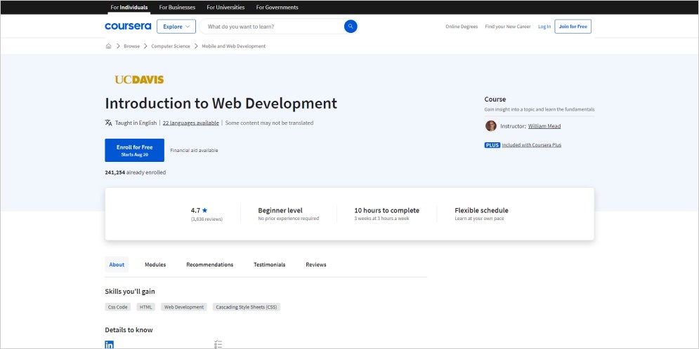 coursera introduction to web development