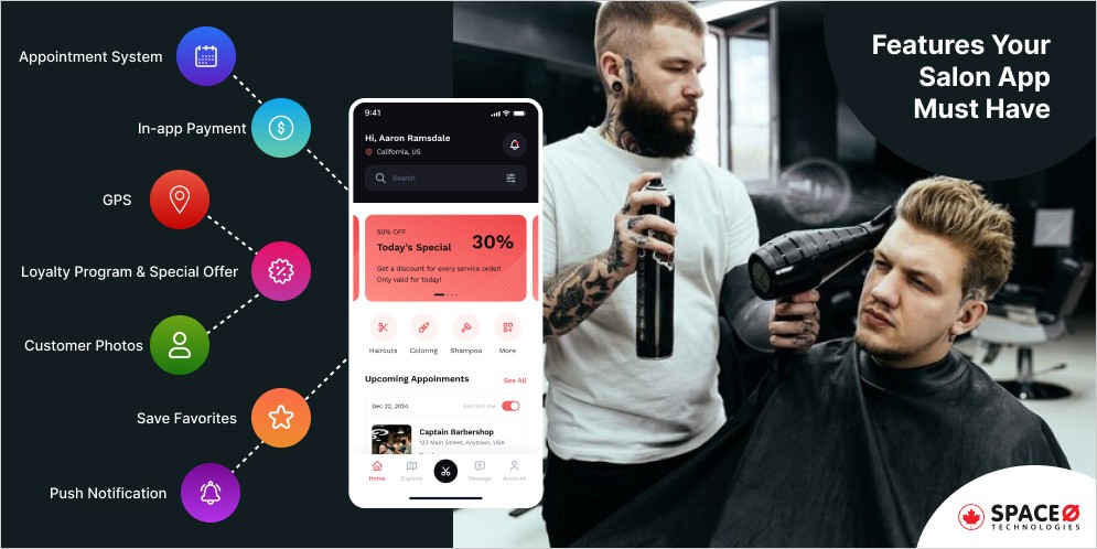 features of salon app